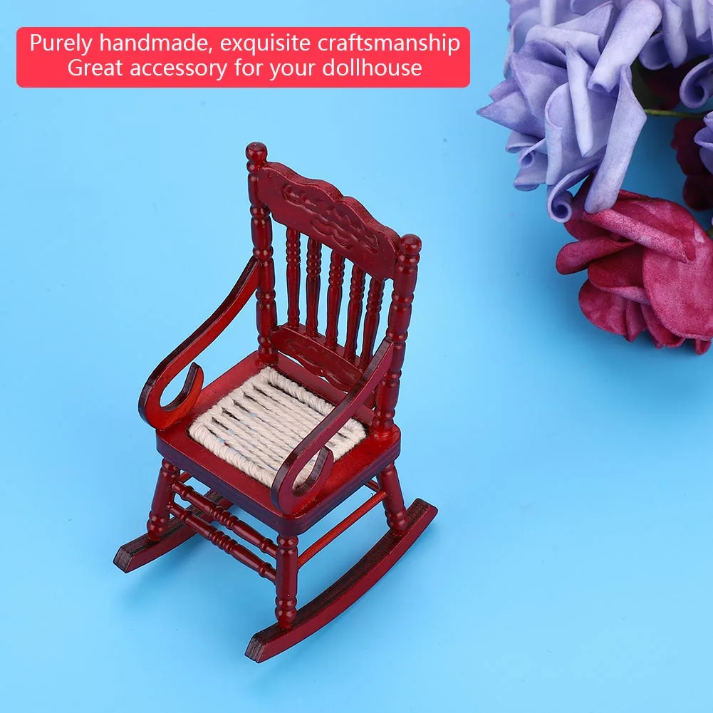 1:12 миниатюрный деревянный шкаф кресло-качалка модель белого/Красного браслета кукольный домик мебель кресло-качалка