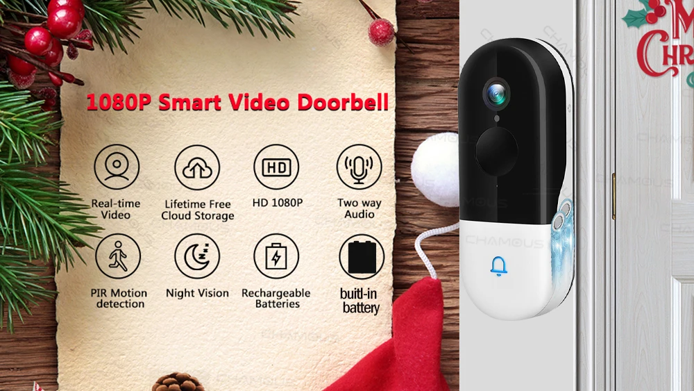 screen intercom 1080P Wireless Outdoor Video Doorbell Camera WiFi Surveillance Camera Free Cloud Storage Smart Home Door Bell Intercom Audio door phone system