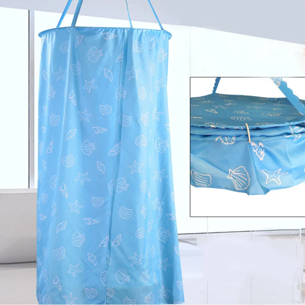 

Blue Mediterranean Shower Curtain Bathroom Waterproof Cold-proof Thicken Polyester Round Shower Curtain For Bathroom Shower