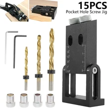 Guide de perçage pour trous de poche, gabarit de cheville, Angle de 15 degrés, Guide de perçage pour le travail du bois, localisateur de trous obliques, outils pour menuiserie en Aluminium