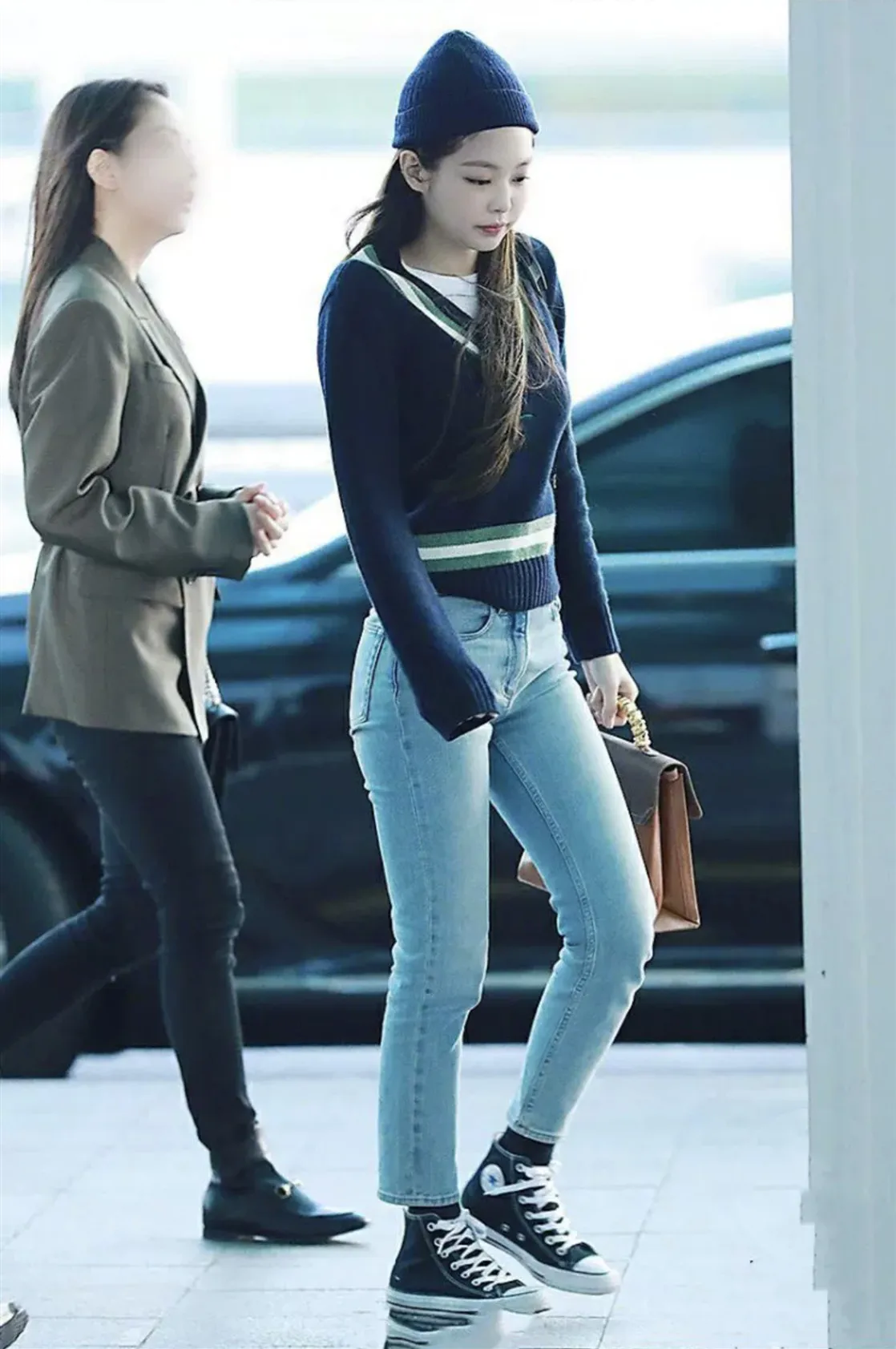 Kpop Blackpink JENNIE same Модный пуловер, топы для женщин, тонкий свитер, женская уличная одежда, Короткие вязаные свитера с v-образным вырезом