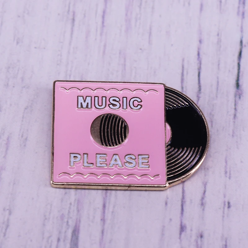 

Pink Music Please enamel Pin gift for the music lover or vinyl record collector in your life
