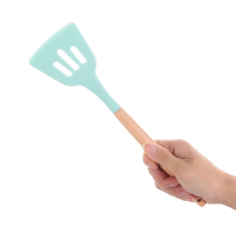 1 шт Силиконовая кухонная утварь деревянная ручка лопатка суповая ложка-кисточка ковш паста дуршлаг антипригарная кухонная посуда домашние кухонные инструменты