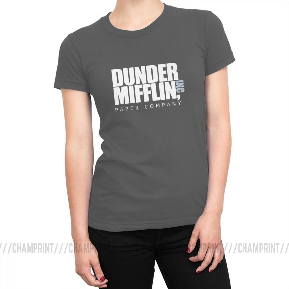 Dander Mifflin бумажная компания Женская Футболка Harajuku забавные офисные футболки Топ Гранж рок футболки для женщин Одежда большого размера - Цвет: Темно-серый