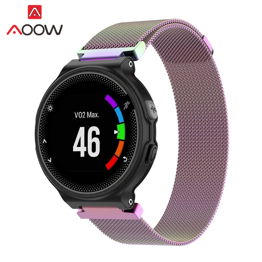 15 мм магнитный Миланский ремешок для часов Garmin Forerunner 220 230 235 630 620 735 235 подход S20 S5 S6 металлический браслет ремешок