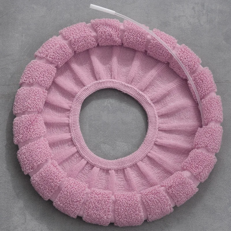 Bathroom Toilet Seat with Handle Washable Soft Winter Warmer Mat Pad Cushion O-shape Bidet Covers
