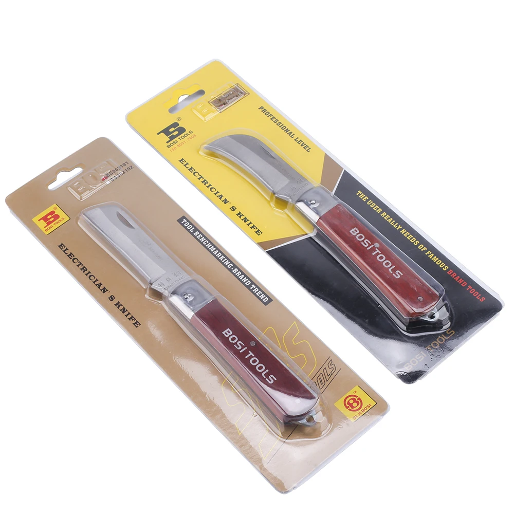 

BOSI 2pcs Straight Bent edge knife Folding blade knife with wood handle bent and straigh Blade Japan Tech
