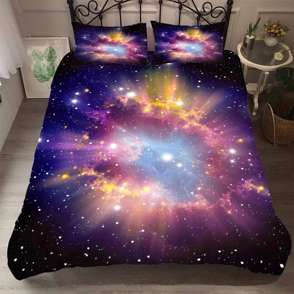 

BEST.WENSD Free Shipping Bedding Cotton Universe Outer Space Themed Bed Linen 3D Galaxy Duvet Cover 2pcs/3pcs Single Double Size