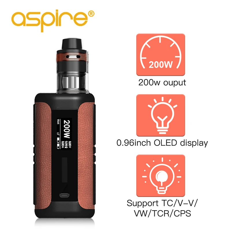 Original 200w Vape Aspire Speeder Revvo Kit 3.6/2ml Tank Atomizer Box Mod Vaporizador Electronic Cigarette Kit Vaper pk G-priv 2