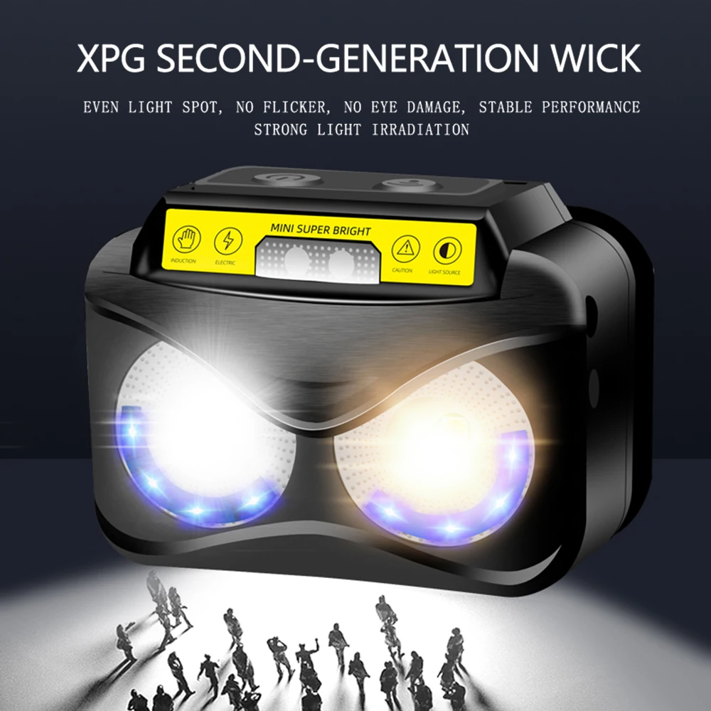 BORUiT K190 XPG COB желтый светильник светодиодный налобный фонарь датчик движения тела 6