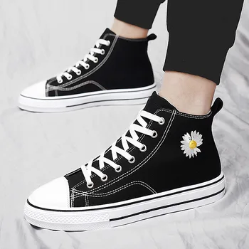 

2020 Vulcanized Shoes Woman Sneakers New Retro Canvas Shoes Flat Fashion Comfortable High Shoes Women Size35-44