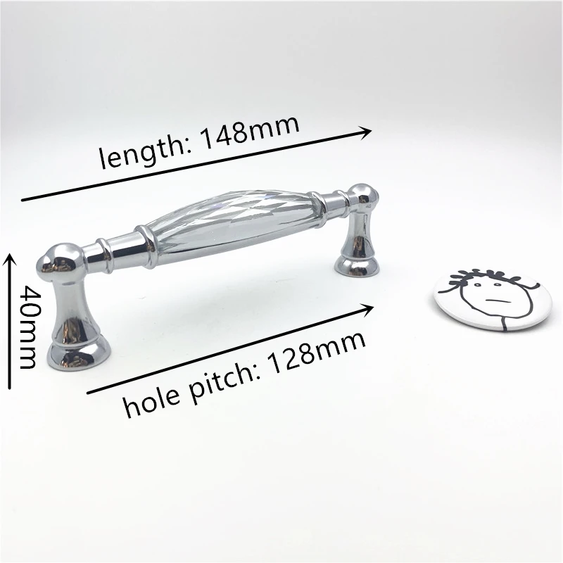 LCH отверстие шаг 96 мм 128 современный стиль Европейский стиль сверкающий длинный кристалл ручка комода ручка двери шкафа - Цвет: clear chrome 128mm