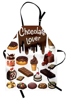 

Retro Apron Chocolate Lover Theme Sweets Creamy Cakes Deserts Pattern Ice Cream Retro Women Men Kids Cooking Baking Kitchen Bib