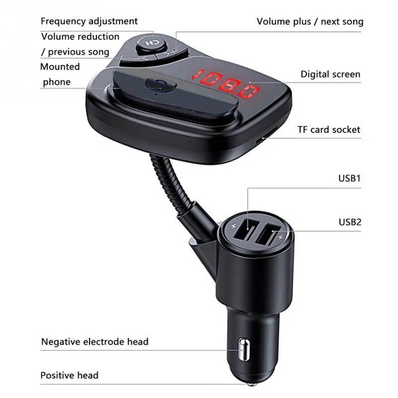 Беспроводные наушники Универсальный ABS fm-передатчик двойной USB Интеллектуальный Громкая связь аксессуары для звонков Bluetooth плеер аудио электронный