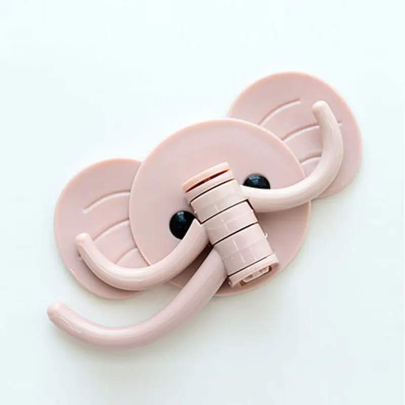 Elephant Nose 3 Hooks Self Adhesive Wall Hanger Hooks Door Wall Sticky Hanger Organizer Towel Holder Bathroom Kitchen Organzier - Цвет: pink