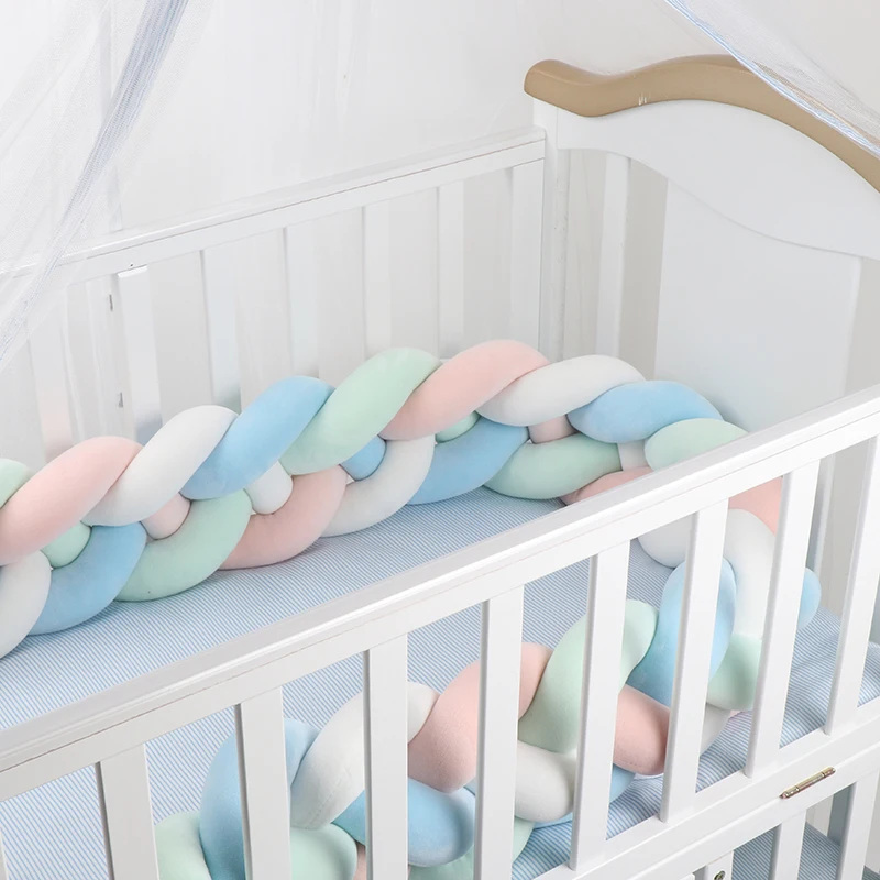 Koodykids 200cm Baby Bumper Bed 4 Braids Knot Cushion Baby Bumper Crib Braids Bumper Protection 16cm-18cm Nordic Style