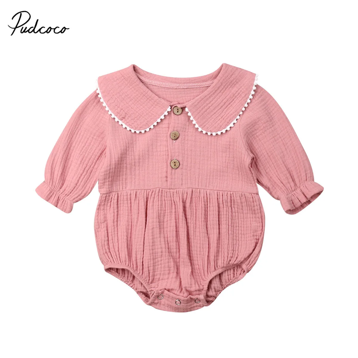 Pudcoco/боди для новорожденных; одежда для маленьких девочек; Детская кукла с галстуком и пуговицами; боди с длинными рукавами; комплект одежды из хлопка