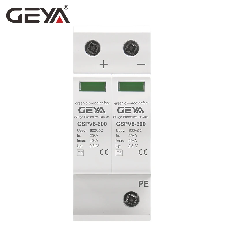 

GEYA 2P DC SPD 600V 40KA Surge Protection Device 50/60Hz SPD DC 500V Overvoltage Protector