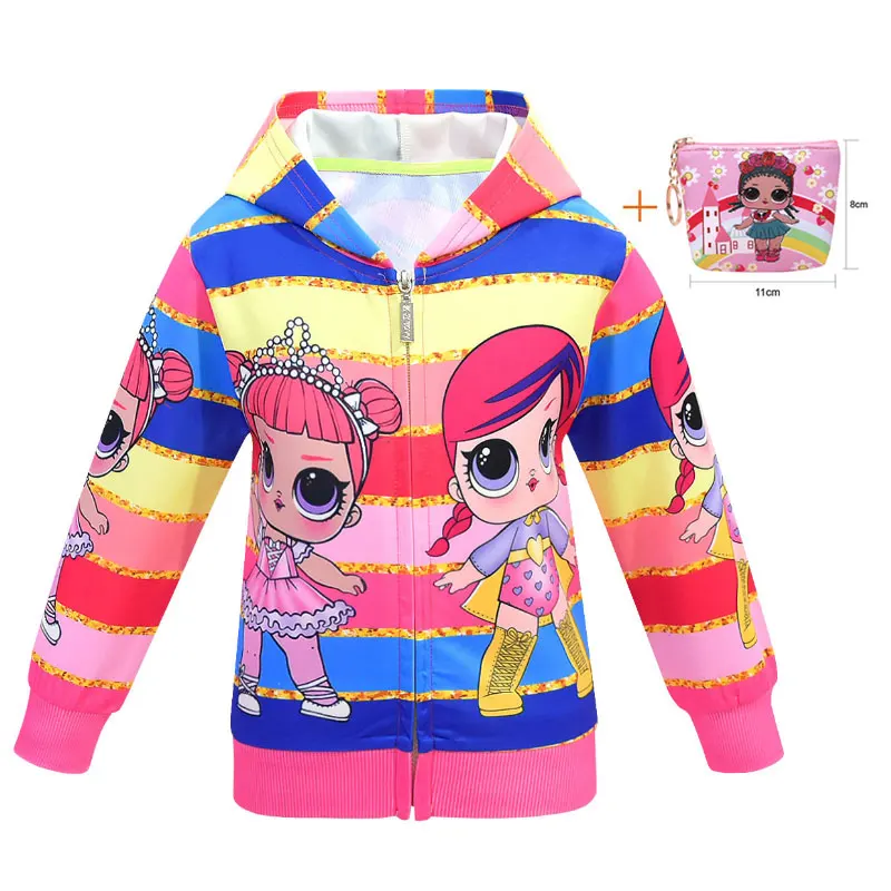 Children's children's autumn coat new surprise cartoon doll LOl hooded jacket big eye zipper shirt |