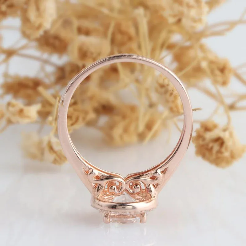 Veryins Solid 14K 585 розовое золото 1.2CT DEF цвет Moissanite классическое обручальное кольцо с камнем для женщин свадебный подарок