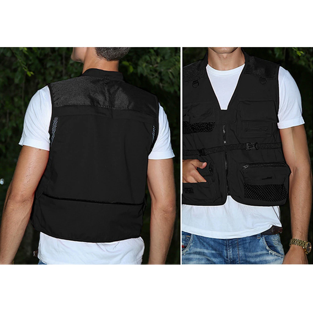 Outdoor Hiking Hunting Fishing Waistcoat Shooting Adjustable Vest Multi Pocket Mesh Vest Photography Jacket Gilet Fishing Vest