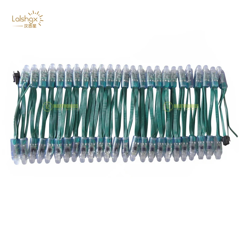 

100pcs WS2811 IC RGB Led Module String DC5V DC12V 12mm Green wire Waterproof IP68 Digital Full Color LED Pixel Light