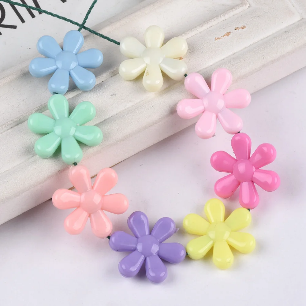 24x22mm Flower Acrylic Plastic Loose Beads Wholesale Lot For Jewelry