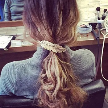 

Fashion Leaf Feather Silver Gold Hair Clip Women Girls Metal Hairpins Barrette Bobby Pin Hairgrips Headwear Hair Styling Tools