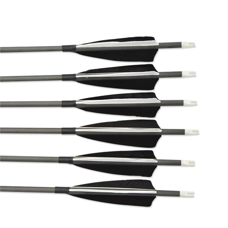 12PCS Turkey Natural Feather Arrows Hunting Target Carbon Fiber Shaft Arrows Set 