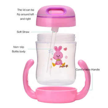 

240ml Infant Baby Drinking Cup Straw Portable Handle PP Free kid Toddle Feeding Bottles Sippy Baby Training Drink Cups