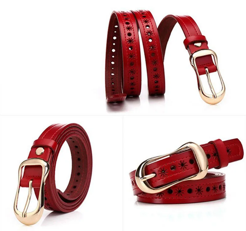 Female Leather Belt Fashion Wild Hollow Women's Belts High Quality Jeans Decorative Accessories Waistband Pasek Damski