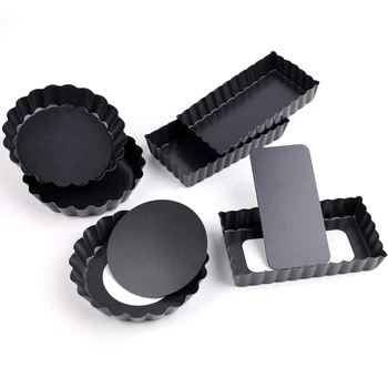 

6 Pack Mini Tart Pans Round and Rectangular Non-Stick Quiche Pan Tart Pie Pan with Removable Bottom