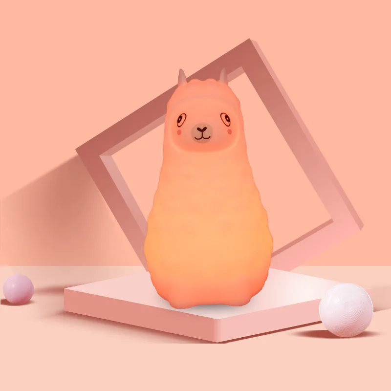

Creative Large Size Alpaca Silicone Night Lamp Colorful LED Night Light USB Pat Lamp Indoor Ambience Light