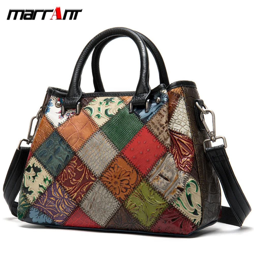 

Ethnic Group Wind New Female Personality Trend Genuine Leather Splicing Embossing Hand Bill Of Lading Shoulder Bag 203