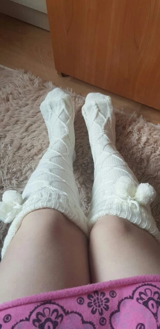 Зимние женские белые фиолетовые носки выше колена сексуальные теплые тонкие высокие вязаные чулки для женщин
