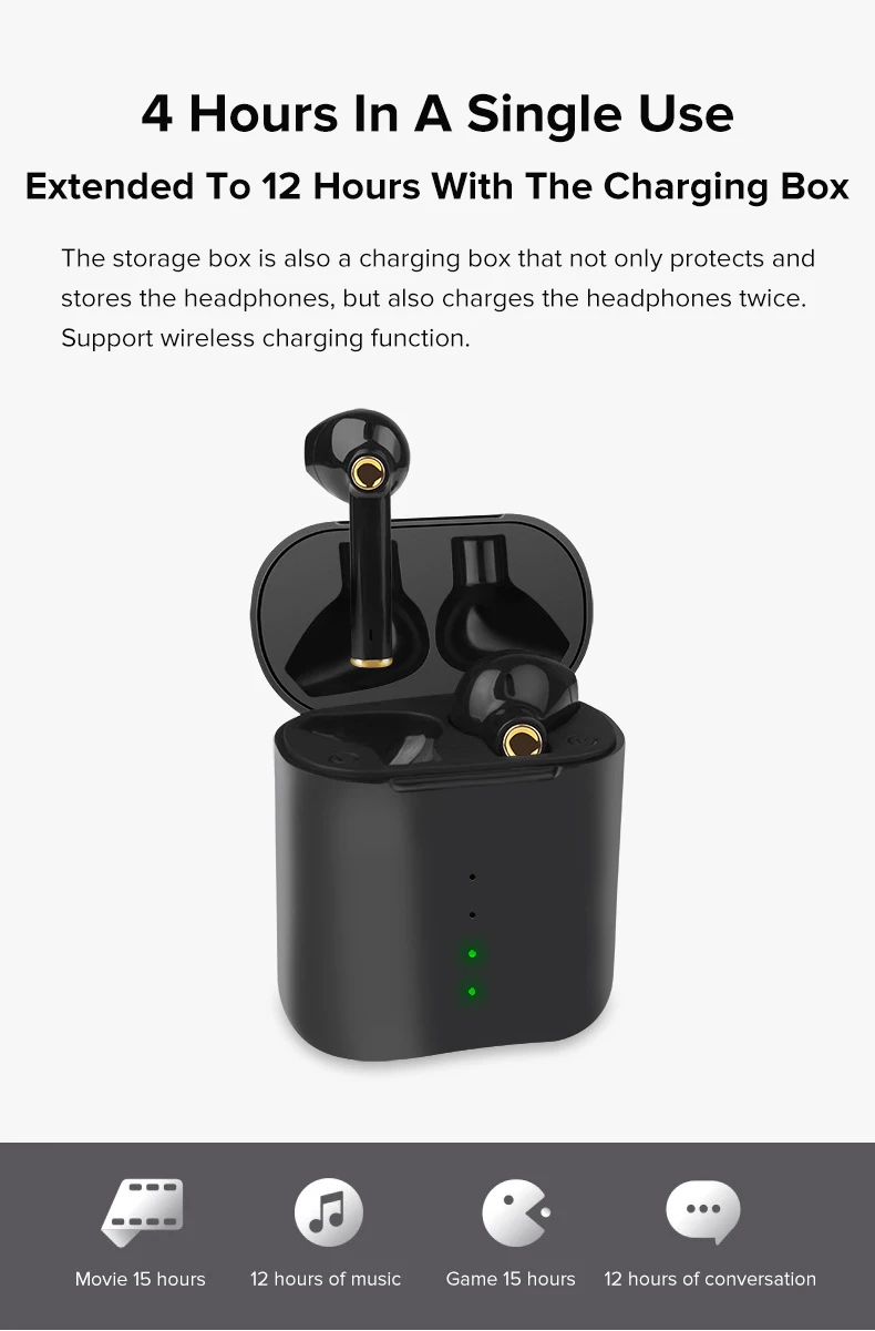 TWS V5.0 спортивные наушники беспроводные Bluetooth наушники 3D стерео звук Игровая гарнитура для всех телефонов, с зарядной коробкой микрофон