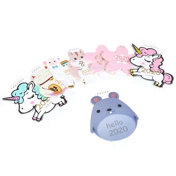 

2020 Cute Unicorn Cat Animals Mini Desktop Calendar Cherry Blossom Calendar Daily Schedule Planner 2019.07~2020.12