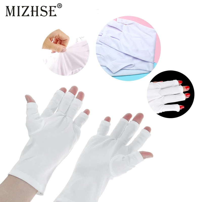 MIZHSE UV Gloves For Nails White Anti-UV Hand Protection Nail Art Gel Anti Glove LED Lamp Dryer Light Tool |