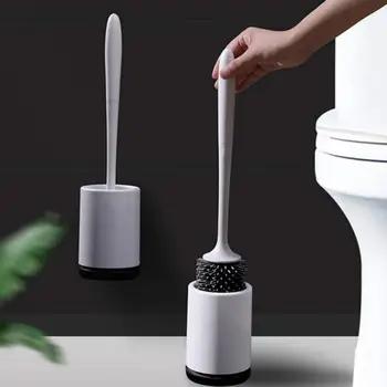 

Silicone Toilet Brush Soft Bristle Wall-mounted Bathroom Holder Set Clean Tool Durable Thermo Plastic Rubber Accessories 1PC