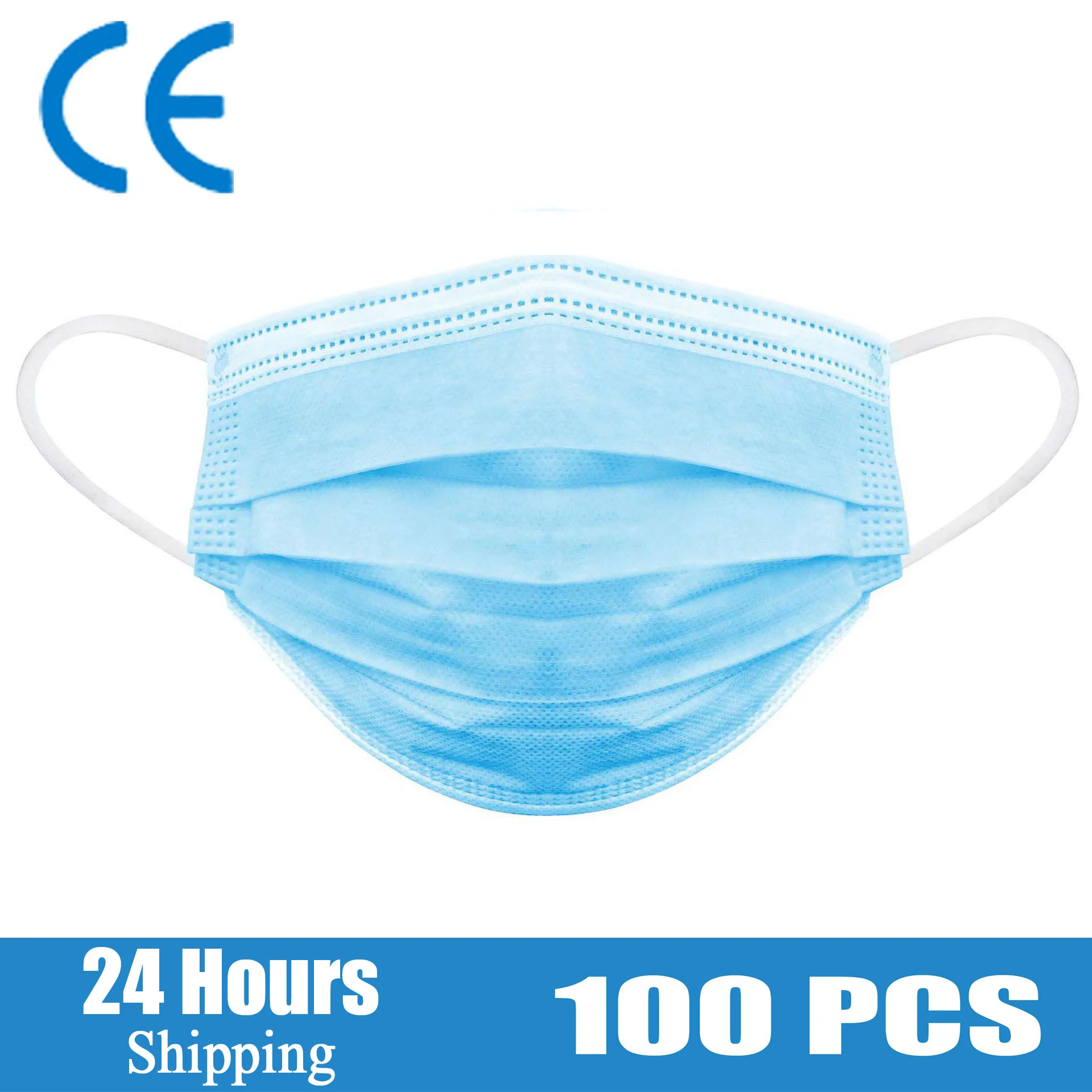 

100pcs Face Mouth Anti Dust Mask Disposable Protect 3 Layers Filter proof Ear loop Non Woven Mouth Masks 24 hours Shipping