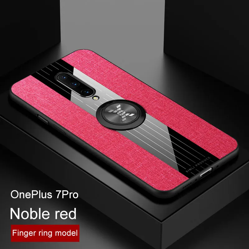 Чехол для Oneplus 7 Pro Чехол магнитный автомобильный держатель кольцо задняя крышка один плюс 7 Pro чехол силиконовый ударопрочный бампер Oneplus 6 6T чехол - Цвет: red and ring