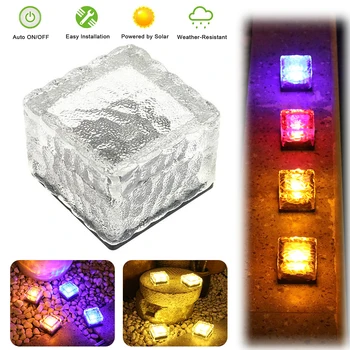 

Solar Path Underground Buried Brick LED Light Creative Glass Stone Ice Cube Brick Solar Garden Driveway Security Gardeen Light