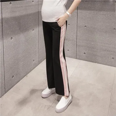 Розовый Maternity Loose Contrast Color Trousers Pregnant Flare Pants Causal Women Pant - Цвет: Розовый