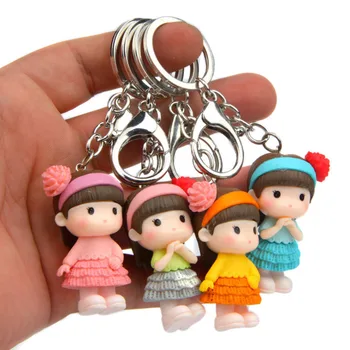 

4Pcs/set Cute Sister Girl Pendant Keychain For Suitcase Satchel School Bag Ladies Handbag Backpacks Kid's Bag Travel Bag Luggage