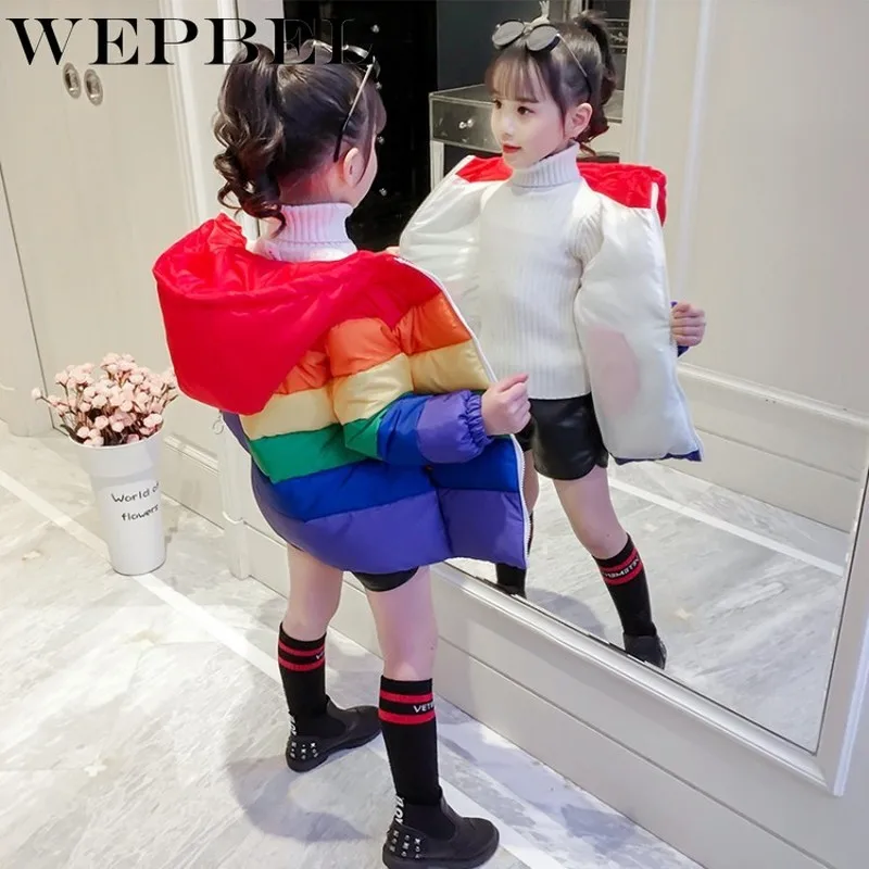 WEPBEL/зимнее теплое пальто для девочек; плотная детская пуховая куртка с капюшоном