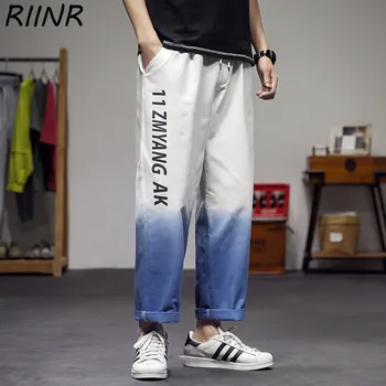 

Riinr 2020 Men's Gradient Color Cargo Ankle-Length Pants Men's Korean Style Loose Trend All-match Casual Straight Pants M-5XL