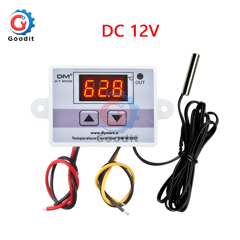 W3001 DC 12V W3001 W3002 светодиодный цифровой термостат Температура Управление; переменного тока 110 V-220 V DC12V 24V терморегулятор нагревательные охладительные Управление - Цвет: W3001 DC 12V