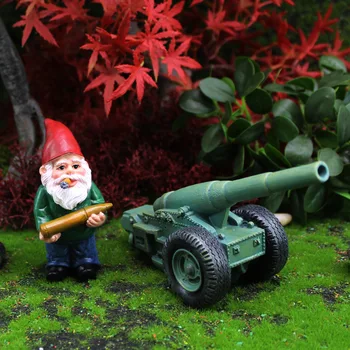 2 pièces/ensemble Mini drôle mignon nains et canon résine Gnome Statue bricolage bonsaï décoration pour maison bureau bureau Sculpture livraison directe 1