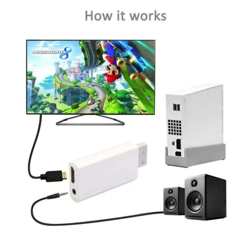 Для WII к HDMI адаптер Full Hd 1080p Масштабирование выходного сигнала конвертер 3,5 мм аудио поддержка+ HDMI кабель
