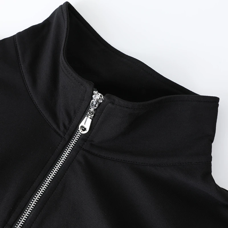 Black Long Sleeve Autumn Dresses For Women Plus Size XL 3XL 4XL 5XL 6XL 7XL A Line Front Zipper Casual Loose Korean Dress Spring